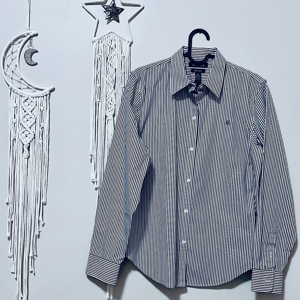 RALPH LAUREN STRIPED NON-IRON SHIRT